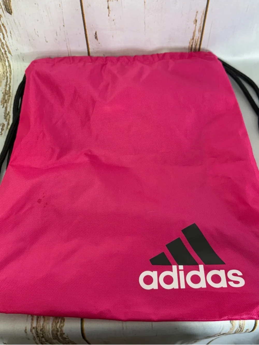adidas Black and Pink Drawstring Backpack with Front Zip Pocket. Good used cond! - Picture 2 of 5